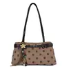 Bolsa de axila poá bicolor para mulheres, novo modelo 2026, adequada para trabalho e deslocamento, bolsa baguette, bolsa de ombro simples texturizada para outono e inverno
