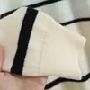 Roupas Outono 2025 Pequeno Fresco Listrado Gola Lapela Zíper Suéter Pulôver Feminino Top Suéter Atacado