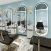 Espejo Estación de Barbería Famoso en Internet de Moda, Espejo para Salón de Peluquería, Dedicado para Cortar el Cabello, con Luces LED, Montado en Pared, Unilateral, Diseño Simple