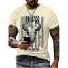 Camiseta con estampado de moda de cabeza de toro 3D de impresión digital transfronteriza europea y americana TK Shopee para hombre, cuello redondo, manga corta