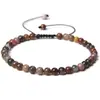 Joyería Europea y Americana Más Vendida Pulsera de Bolas Finas de 4 mm Trenzada Ajustable Piedra Natural Semipreciosa Pulsera de Bolas de Yoga