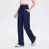 Calça Esportiva Drapeada Chaijue para Mulheres, Perna Larga Leica Cintura Alta Casual para Exterior, Calça de Fitness Yoga Escovada de Alta Elasticidade