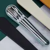 Estilo de Cintura Delgado de Moda Cuchara, Tenedor y Palillos Juego de Cubiertos de Acero Inoxidable 316 Juego Portátil de Tres Piezas para Estudiantes Viaje Regalo Cubiertos