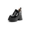 Zapatos de Mujer de Cuero con Aumento de Altura Interior de 12 cm Suela Gruesa Mocasines Delgados 2025 Nuevos Cabeza Redonda Impermeables Zapatos de Plataforma con Suela de Plataforma