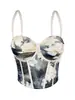 Top Cropped Estampado Popular Espinha de Peixe, Emagrecedor e Valoriza a Silhueta, com Bojos, Estilo Regata, Traje Puro Desejo, Top Tubinho Espinha de Peixe
