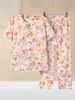 Conjunto de pijama de algodón puro para mujeres de mediana edad y mayores, cárdigan de verano holgado de manga corta para casa, atuendo de verano de algodón para abuela
