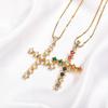 Hip hop nuevo cielo estrellado brillante colorido puntada completa de diamantes colgante de cruz europeo y americano INS uso personalizado collar de circonita