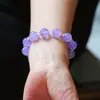 Pulseira de Cor Violeta Jade de Verão Romântica, Quartizita, Cristal Branco Natural, Design Sense, Corrente de Mão