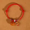 Pulseira amuleto de madeira de pessegueiro e flor de pessegueiro, pulseira de pedra de pessegueiro e calcedônia, cordão de mão de bebê, amuleto anti-choque e de paz, fio vermelho para o ano do zodíaco