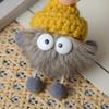 Llavero de peluche para coche con bola de carbón pequeña de lana de visón, gorro de lana, bola de pelo, regalo nuevo