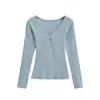 Ropa de Mujer al por Mayor Transfronteriza Estilo Europeo y Americano Otoño e Invierno 2025 Nuevos Tops de Punto de Manga Larga de Color Puro con Suéteres de Punto
