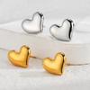 Pendientes sencillos y lisos de acero inoxidable en oro de 18 quilates para mujer, de estilo europeo y americano, con diseño de red roja y geométrico de acero de titanio.