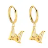 Pendientes de Acero Inoxidable Chapado en Oro 18K con 26 Letras, Pendientes de Zirconia con Forma de Ola de Lujo, Pendientes Elegantes