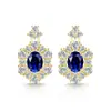 Brilho ao vivo venda quente brincos de imitação de gema colorida prata S925 brincos de tarraxa cor de ovo de pombo brincos de imitação de luxo formato de ovo Moissanite joias
