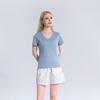 Camiseta Sencilla de Algodón Tipo Seda de Color Sólido, Manga Corta, Verano, Textura de Seda de Hielo, Hombro Normal, Corte Regular, Estilo Holgado, para Mujer