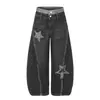 Pantalones casuales de moda 2026, modernos, con parches decorativos, de doble cintura, desgastados, con dobladillo curvo, suministro directo al por mayor 55