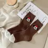 Meias Estilo Coreano para Mulheres, Meias de Lã Fofas de Cachorro para Outono e Inverno, Meias Slouch Estilo Novo, Meias Grossas e Quentes de Desenho Animado para Meia-Panturrilha Femininas