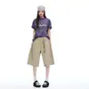 Nuevos Shorts Azules de Moda Retro Americano de Cinco Puntas para Mujer 2026, Shorts de Pierna Ancha Relajados Sueltos Adelgazantes de Verano