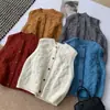 Chaleco de Punto Trenzado Retro Cuello Redondo para Mujer Otoño Invierno Nuevo Suéter Cárdigan Chaleco Diario Versátil para Superponer Capa para Hombro
