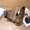 Botas Retro Martin para Mujer Botas de Suela Gruesa Estilo Británico 2026 Moda Otoño/Invierno Versátiles Retro Botas Amarillas Grandes