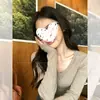 Suéter de punto básico de cuello en V estilo universitario con diseño único para mujer, top de manga larga ajustado para otoño e invierno, capa base