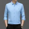 Novas Camisas Masculinas de Manga Longa, Estampadas de Alta Qualidade para Primavera e Outono, Camisas Masculinas Estampadas a Quente, Sem Costura, Alta Elasticidade, que Não Formam Bolinhas
