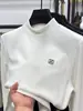 Camiseta Térmica de Capa Base para Hombre con Cuello Semi-Alto, Engrosada para Otoño e Invierno, Sudadera de Felpa por Ambos Lados, Camiseta de Manga Larga de Color Sólido