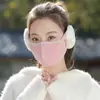 Máscara Quente para Outono e Inverno com Protetores Auriculares Forrados de Lã Feminina 3D Estéreo Proteção Auricular Duas em Uma para Ciclismo ao Ar Livre Máscara à Prova de Vento e Frio para Homens