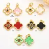 Colgante de Trébol de Cuatro Hojas con Incrustaciones de Concha Sintética de Cobre Chapado en Oro Accesorios de Joyería para Ropa, Collares, Pulseras, Pendientes DIY Venta al por Mayor