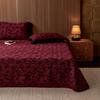 Manta Retro Acolchada Tipo 60 Piezas Otoño e Invierno Engrosada Cubierta de Cama Doble Capa Hilo Juego de Cuatro Piezas Algodón Puro Gasa Hilo Teñido Jacquard Ropa de Cama 4