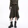 Falda retro a cuadros estilo coreano hecha a medida para mujer, falda midi informal de retazos irregulares para otoño e invierno, cintura alta 2