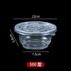 Juego Desechable de Bol y Palillos, Vajilla de Bol de Plástico, Transparente y Espesado, Adecuado para Puesto de Comida, Empaque para Llevar, Set de Tres Piezas de Bol de Arroz de Grado Alimenticio
