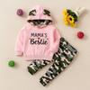 Ropa Infantil Transfronteriza Europea y Americana Primavera Bebé Casual Sudadera con Capucha de Manga Larga Más Pantalones de Camuflaje Nuevo Traje para Niñas
