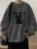 Moletom Estilo Americano Masculino 2025 Nova Marca Tendência Gato Bonito Design Solto Gola Redonda Top Casual Roupa Masculina