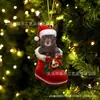 Meias de Natal Novas 2023 Decoração Pendente de Árvore de Natal de Cachorro Pingente Acrílico Plano Pingente de Decorações para Casa