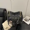 Bolsa Feminina Casual Retrô de Lã Xadrez 2025 Outono Nova Moda Simples Grande Capacidade Bolsa de Ombro com Corrente Transversal