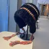 2025 Estilo Coreano Otoño e Invierno Sombrero de Lana Rayado Nuevo Felpa Protección para Orejas Moda Lei Feng Cálido Sombrero Tejido