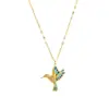Collar Colgante de Pájaro Volador con Esmalte y Pedrería de Alta Gama Venta al por Mayor Transfronteriza Acero Inoxidable Chapado en Oro Cadena para Clavícula Decoración Femenina de Lujo Ligero