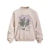Sudadera con Cuello Redondo de Letras de Graffiti Creativas Americanas con Efecto Desgastado y Flor Frita, Holgada Casual para Hombre, Tendencia Primavera y Otoño, Camiseta Deportiva Lavada
