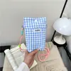 Bolsa para Teléfono Móvil de Cuadros Colores Frescos para Mujer 2026 Bolsa de Tela en Colores Macarrón Verano Bolso Cruzado al Hombro Billetera para Monedas Bolsa para Teléfono Móvil