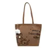 2026 Nuevo Bolso Tote de Lona con Gatito de Dibujos Animados para Mujer, Gran Capacidad, Bolso de Hombro Único, Estilo Coreano, Versátil, para la Escuela y el Viaje