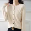 Nuevo Cárdigan Otoño/Invierno 2026 Manga Larga Cuello Redondo Corte Holgado Suéter Tejido Top Versátil Estilo Oficina Ropa para Mujer Dropshipping