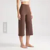 Pantalones de yoga Weiman de cintura alta, tres cuartos, pierna ancha para mujer, control de abdomen, moldeador de glúteos tipo durazno, pantalones deportivos de fitness fluidos de longitud media