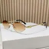 Nuevas Gafas de Sol de Moda Sin Marco de Metal con Forma de Diamante Transfronterizas, Gafas de Alta Gama, Gafas Retro Poligonales de Marco Pequeño