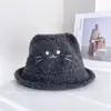 Nuevo Sombrero de Pescador de Moda con Borde Enrollado y Orejas de Gato Lindas para Mujer, Versátil, Casual, Cálido, a Prueba de Frío, Sombrero de Cubo de Moda