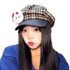 Bonito Boina Cuadros Retro Kt para Mujer Otoño e Invierno 2025 Nuevo Estilo Literario que Favorece el Rostro Boina Octagonal Pequeña Gorra de Periódico