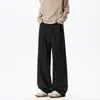 Pantalones fluidos, de pierna recta, hasta el suelo, relajados y casuales, estilo retro para hombre, geniales y elegantes, corte holgado, talla grande, pierna ancha