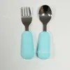 Popular Set de Tenedor y Cuchara Antideslizante de Acero Inoxidable de Grado Alimenticio para Alimentación de Bebés y Entrenamiento de Comida Complementaria para Niños de Amazon