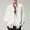 Cárdigan de Punto Versátil de Color Sólido para Hombre Otoño/Invierno 2026, Suéter con Cremallera y Cuello Alto Texturizado, Corte Holgado Unisex