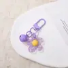 Pingente de chaveiro de flor de resina transparente oca na cor dopamina DIY acessório criativo para bolsa decoração